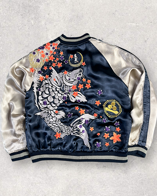 【L】Moon & Frog × Koi × Maple Leaves Embroidery / Japanese Brocade Style