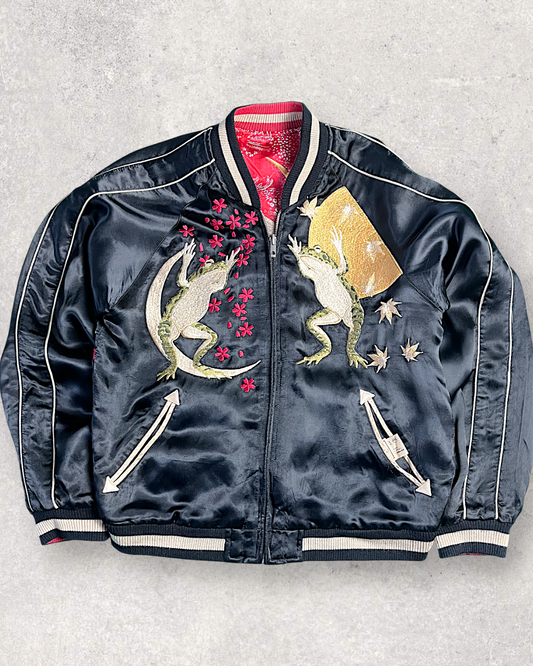 【M】Sanmaruichi Reversible Sukajan – Frog × Moon × Maple Embroidery (Size M)