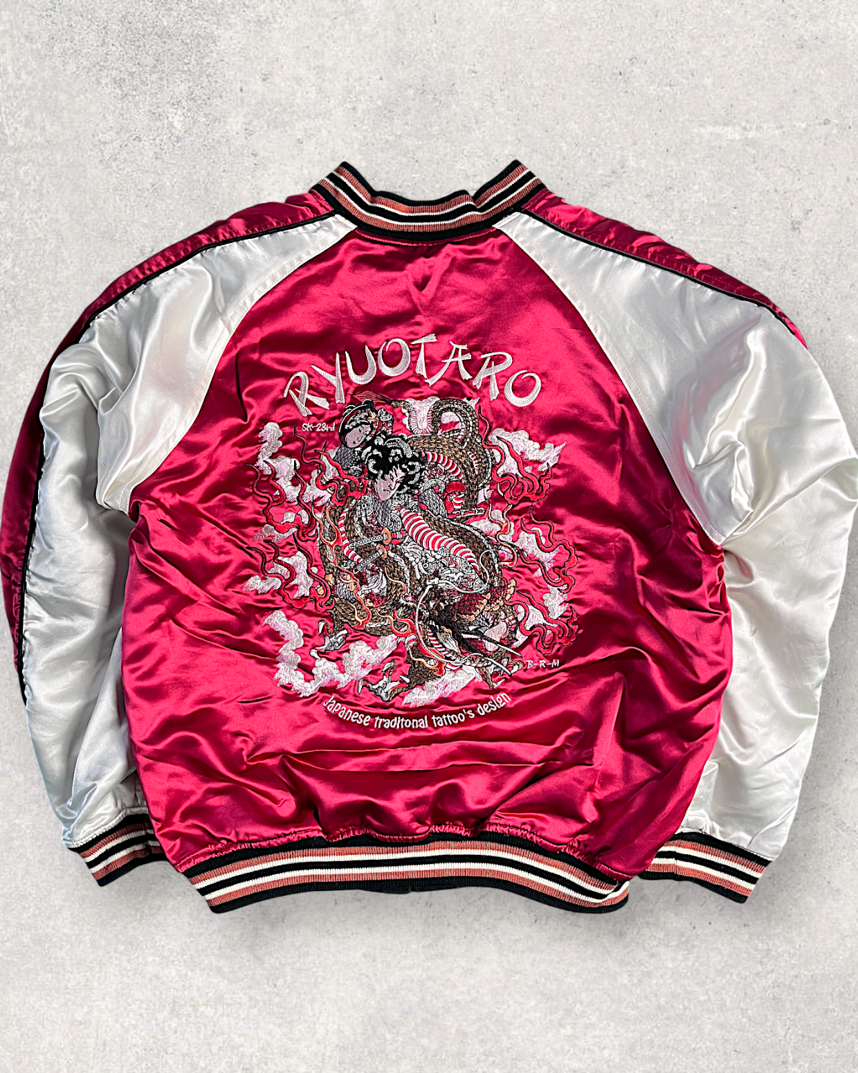 【L】 Rare Reversible Velour Sukajan – SHUTENDOJI “King of Ogre” & RYUUTARO Dragon Tattoo Jacket
