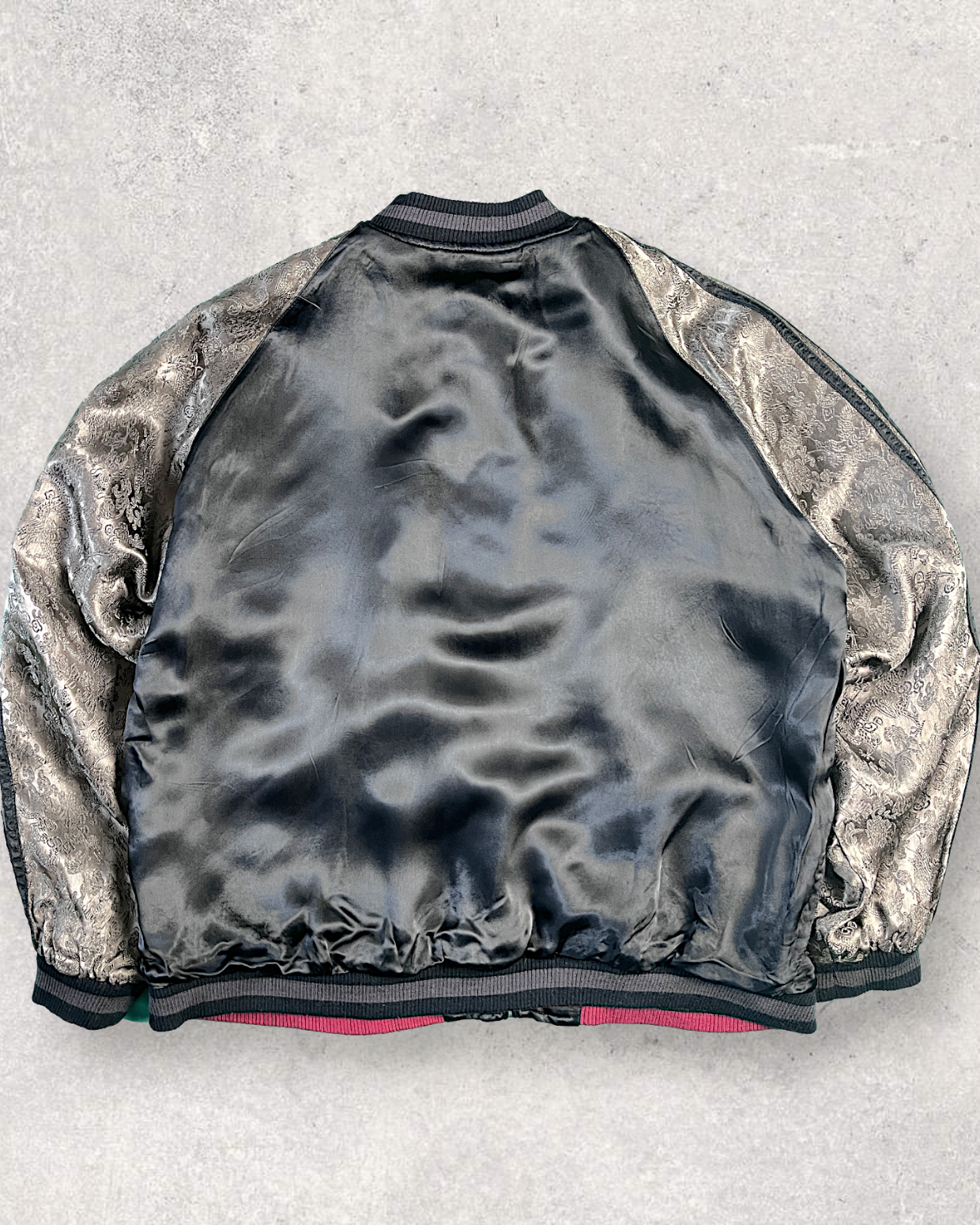 【XXL】Vintage Reversible Sukajan Jacket – Phoenix & Peacock-Inspired Embroidery Souvenir Jacket