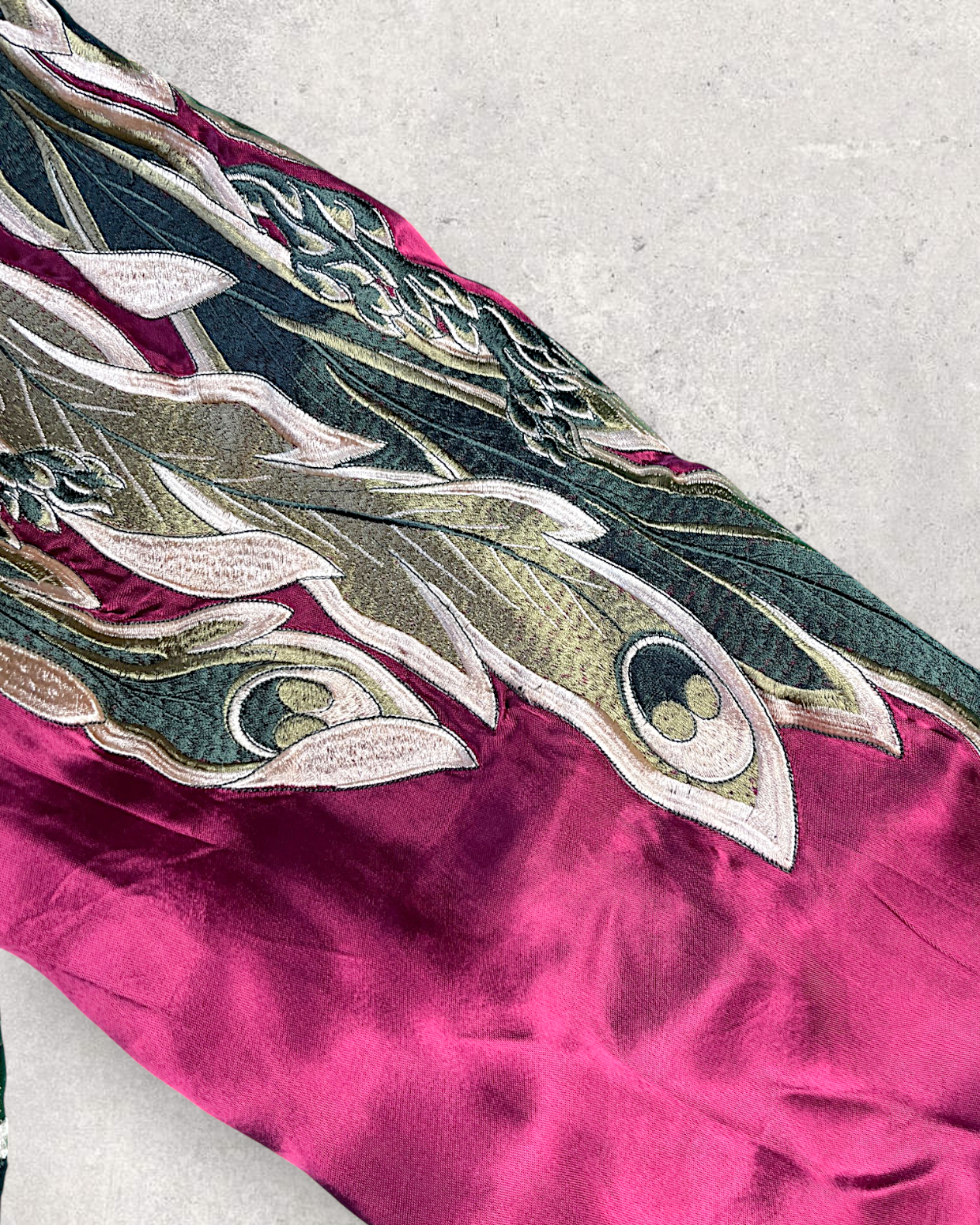 【XXL】Vintage Reversible Sukajan Jacket – Phoenix & Peacock-Inspired Embroidery Souvenir Jacket