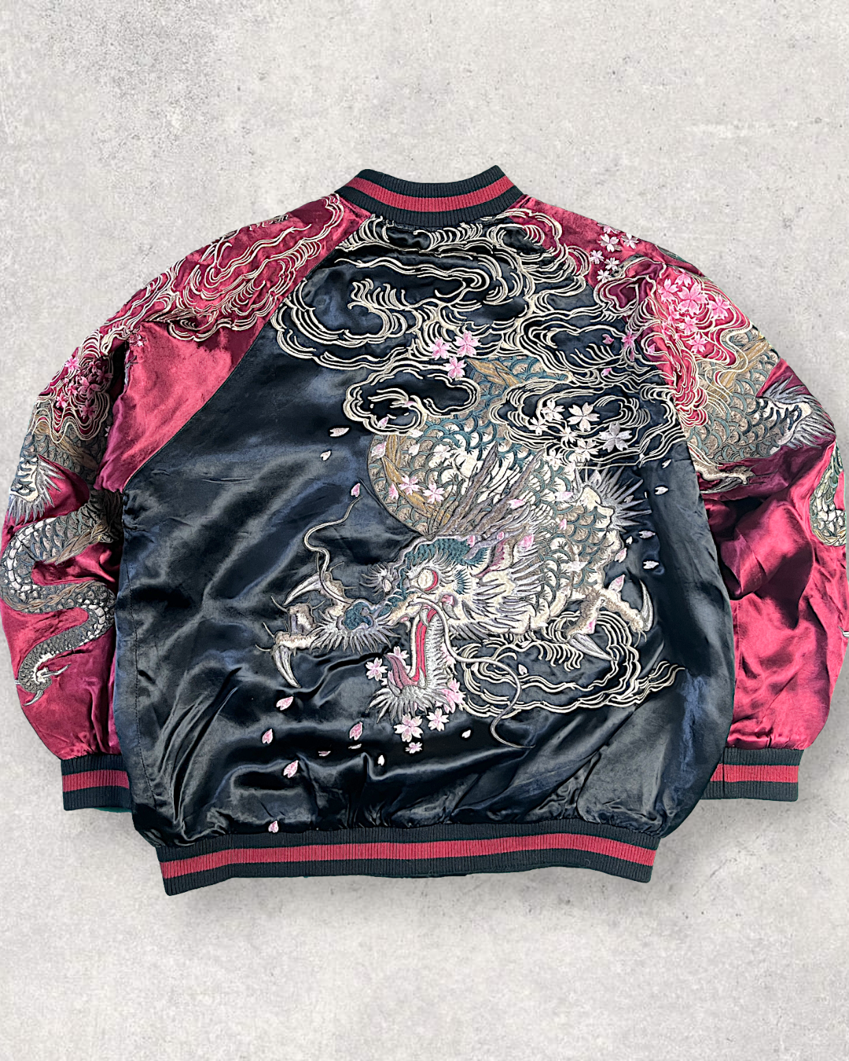 【XXL】 Karakuri Tamashii Reversible Sukajan Jacket – Dragon Embroidery Japan Souvenir Jacket