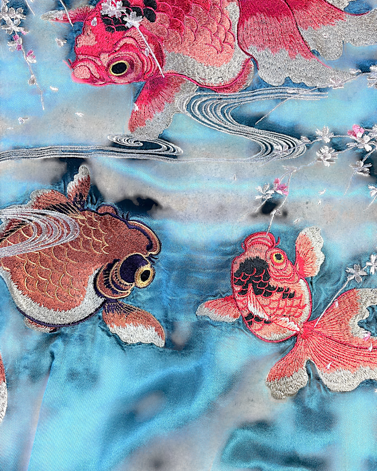 【L】Reversible Sukajan Jacket – Goldfish & Butterfly Embroidery Japan Souvenir Jacket