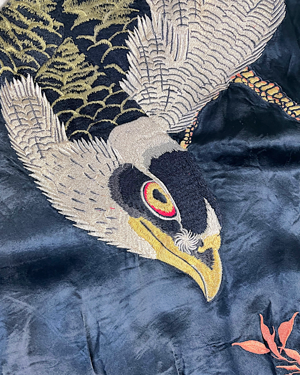【M】Reversible Sukajan Jacket – Hawk & Cherry Blossom Embroidery Japan Souvenir Jacket