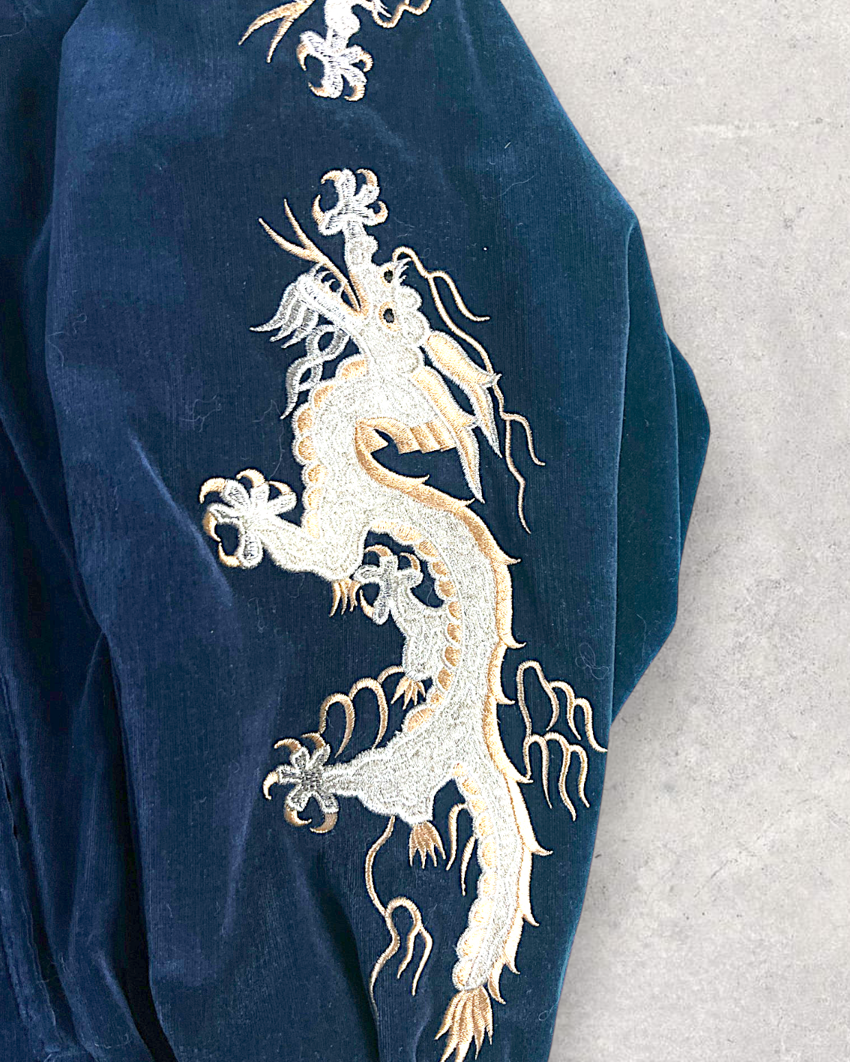 【M or S】Japan Yokosuka Velvet Sukajan Jacket – Dragon Embroidery Souvenir Jacket Navy