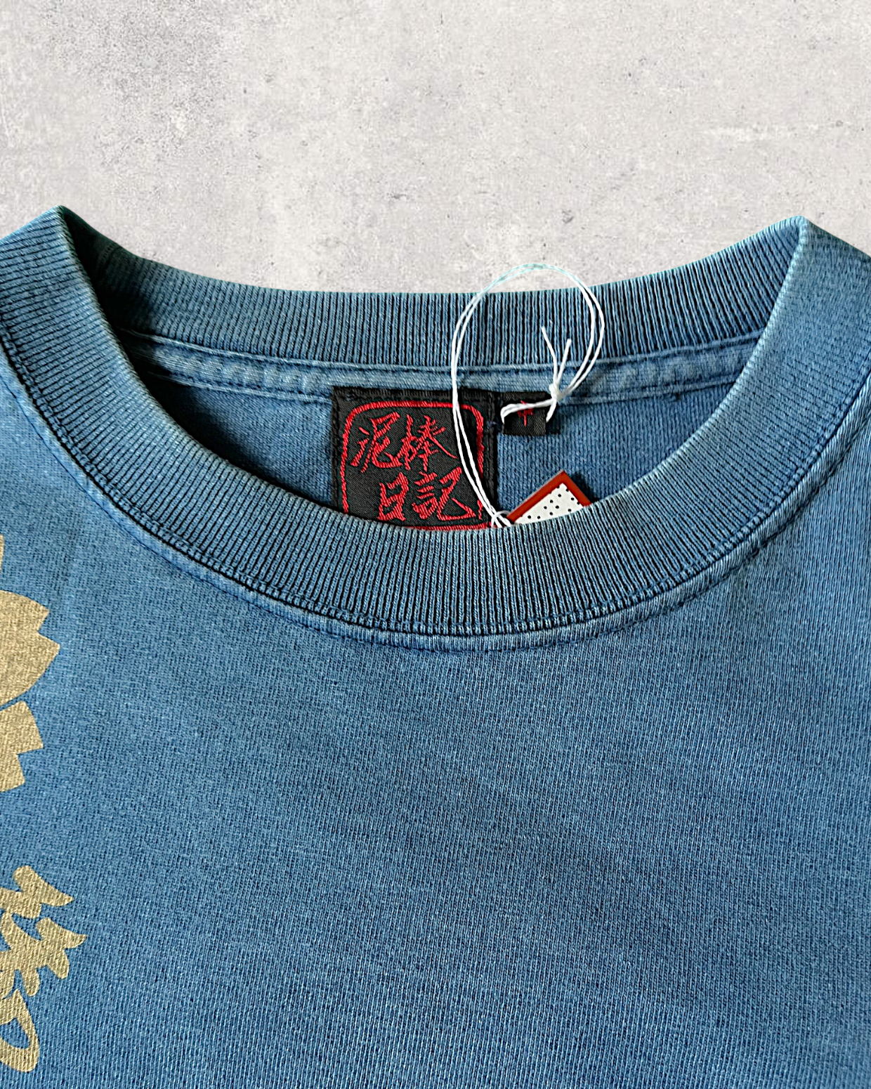 [M]Vintage Japanese Graphic T-Shirt | Sakura & Kanji Print | Indigo Blue | One-of-a-Kind Streetwear