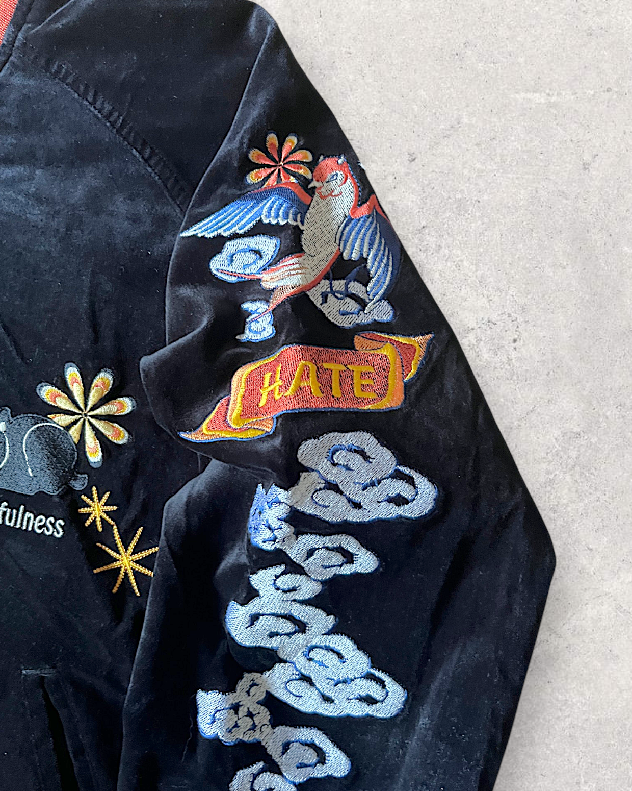 [40] Vintage Reversible Sukajan “Graceful Japanese Angel” – Geisha Embroidery × Black Satin