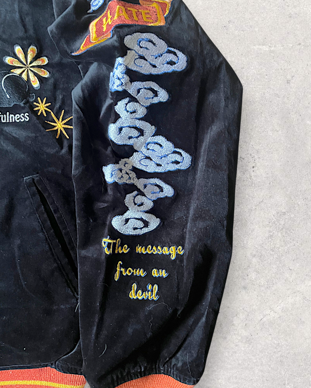 [40] Vintage Reversible Sukajan “Graceful Japanese Angel” – Geisha Embroidery × Black Satin