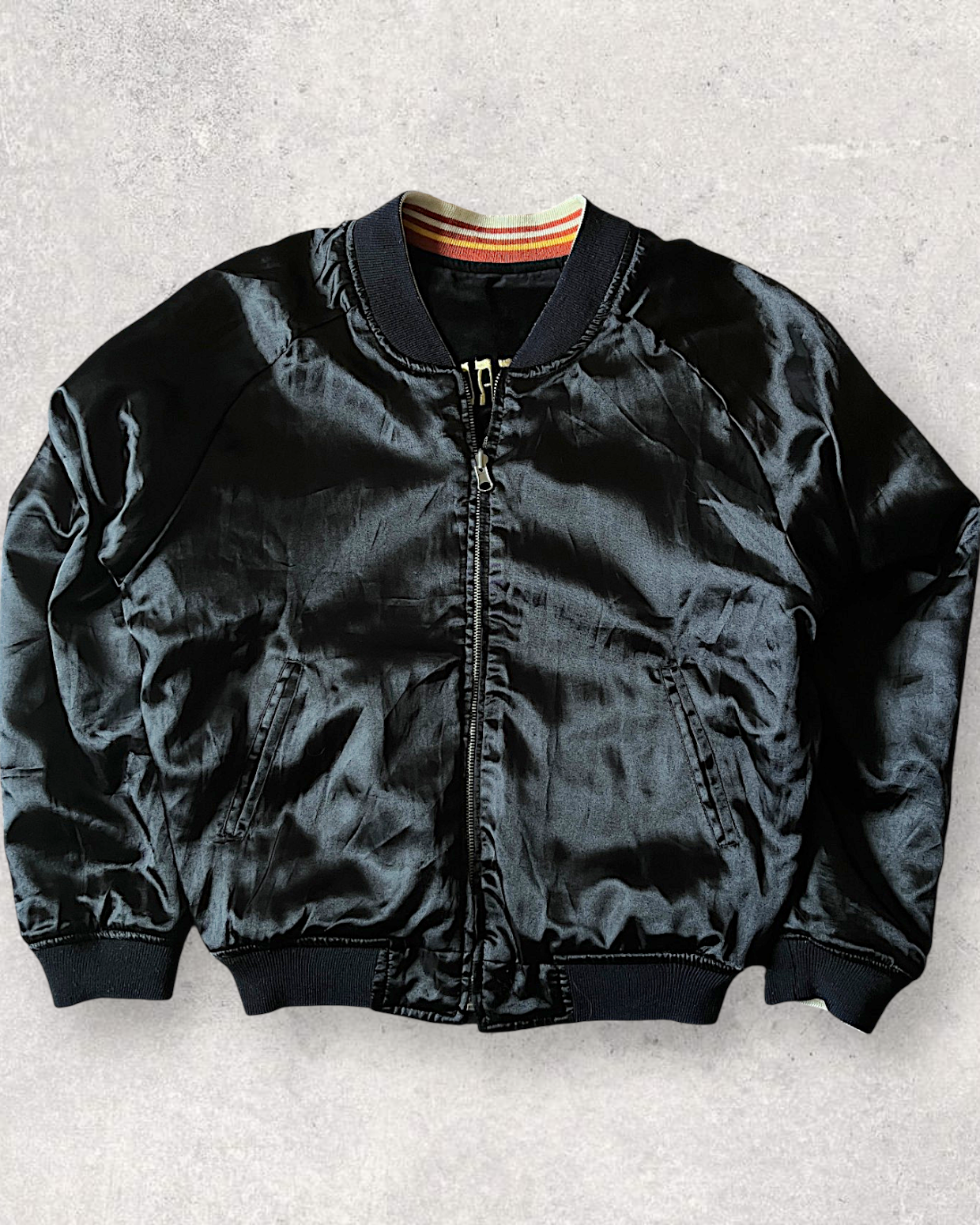 [40] Vintage Reversible Sukajan “Graceful Japanese Angel” – Geisha Embroidery × Black Satin