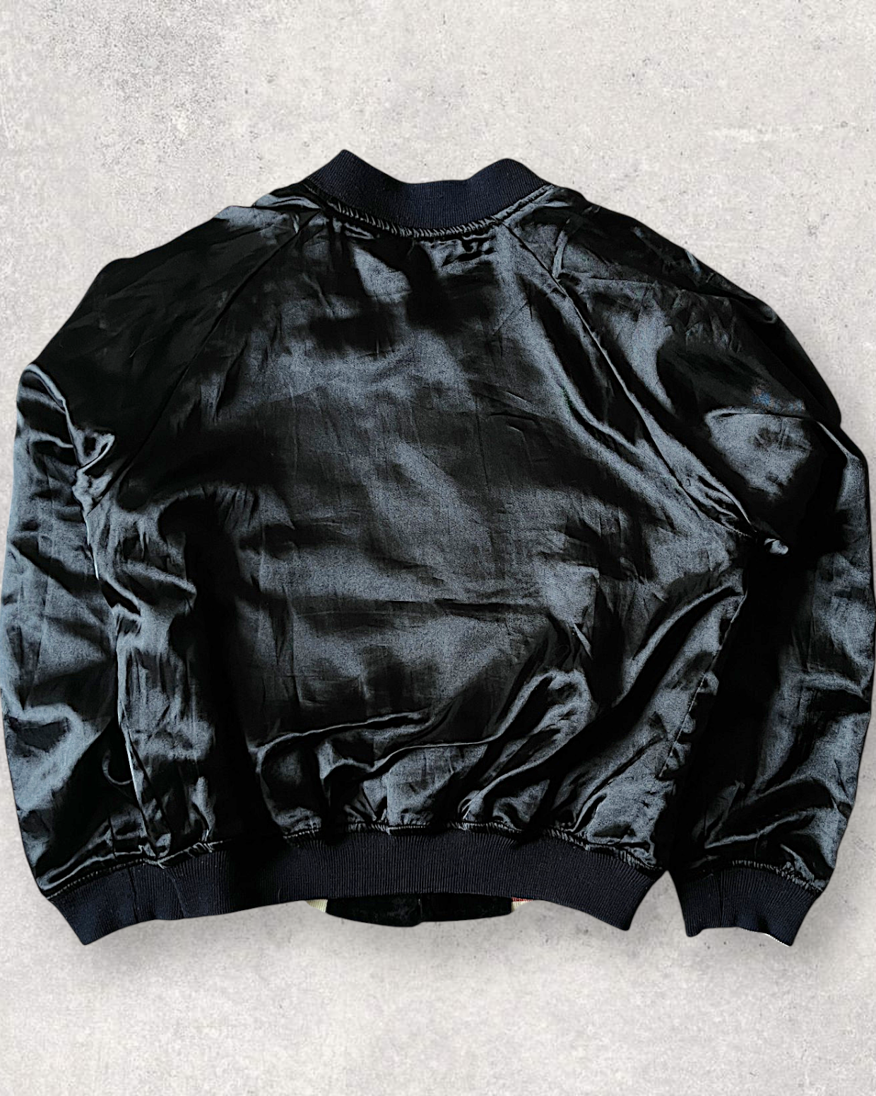 [40] Vintage Reversible Sukajan “Graceful Japanese Angel” – Geisha Embroidery × Black Satin