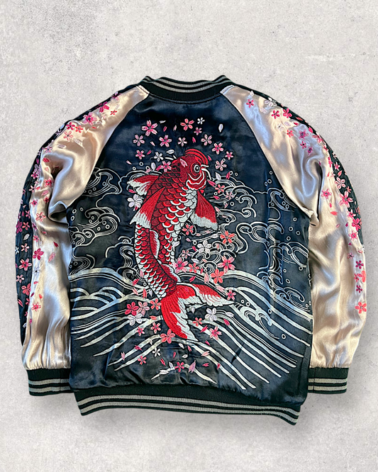 【M】Rare Vintage Reversible Sukajan Jacket “Red Koi & Sakura”