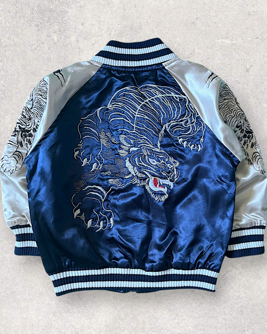 【KIDS】Excellent Condition KIDS Sukajan Jacket “Blue Tiger” – Size 100