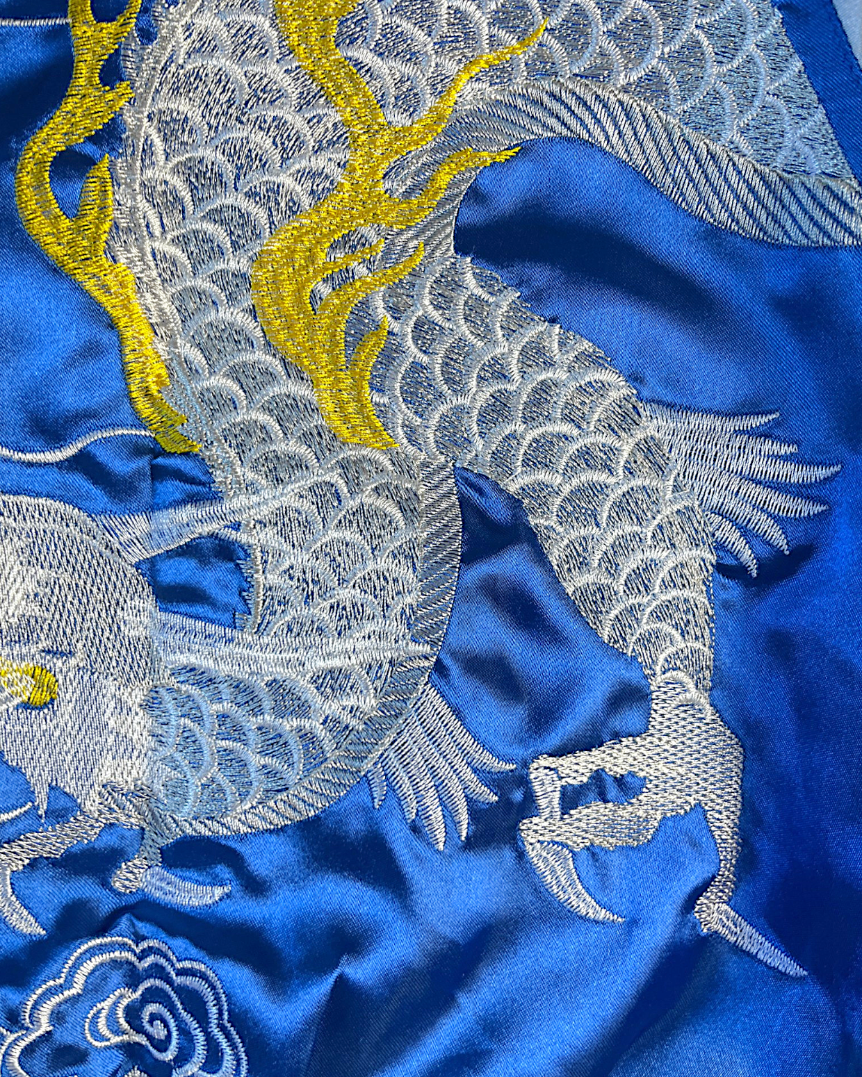 【KIDS】Japanese Dragon Sukajan for Kids – Royal Blue Satin Jacket Size 100