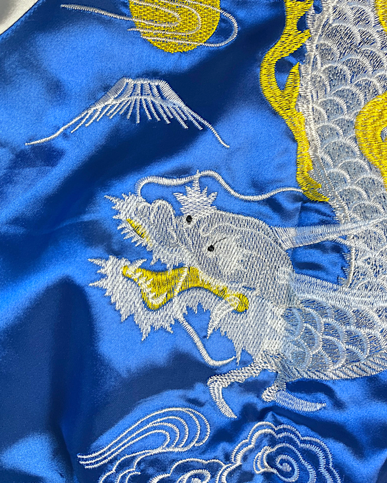 【KIDS】Japanese Dragon Sukajan for Kids – Royal Blue Satin Jacket Size 100