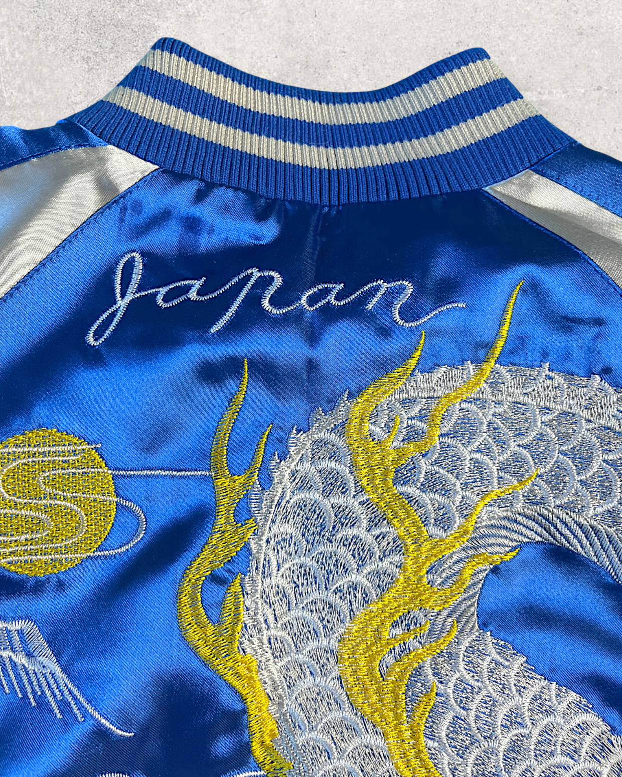 【KIDS】Japanese Dragon Sukajan for Kids – Royal Blue Satin Jacket Size 100