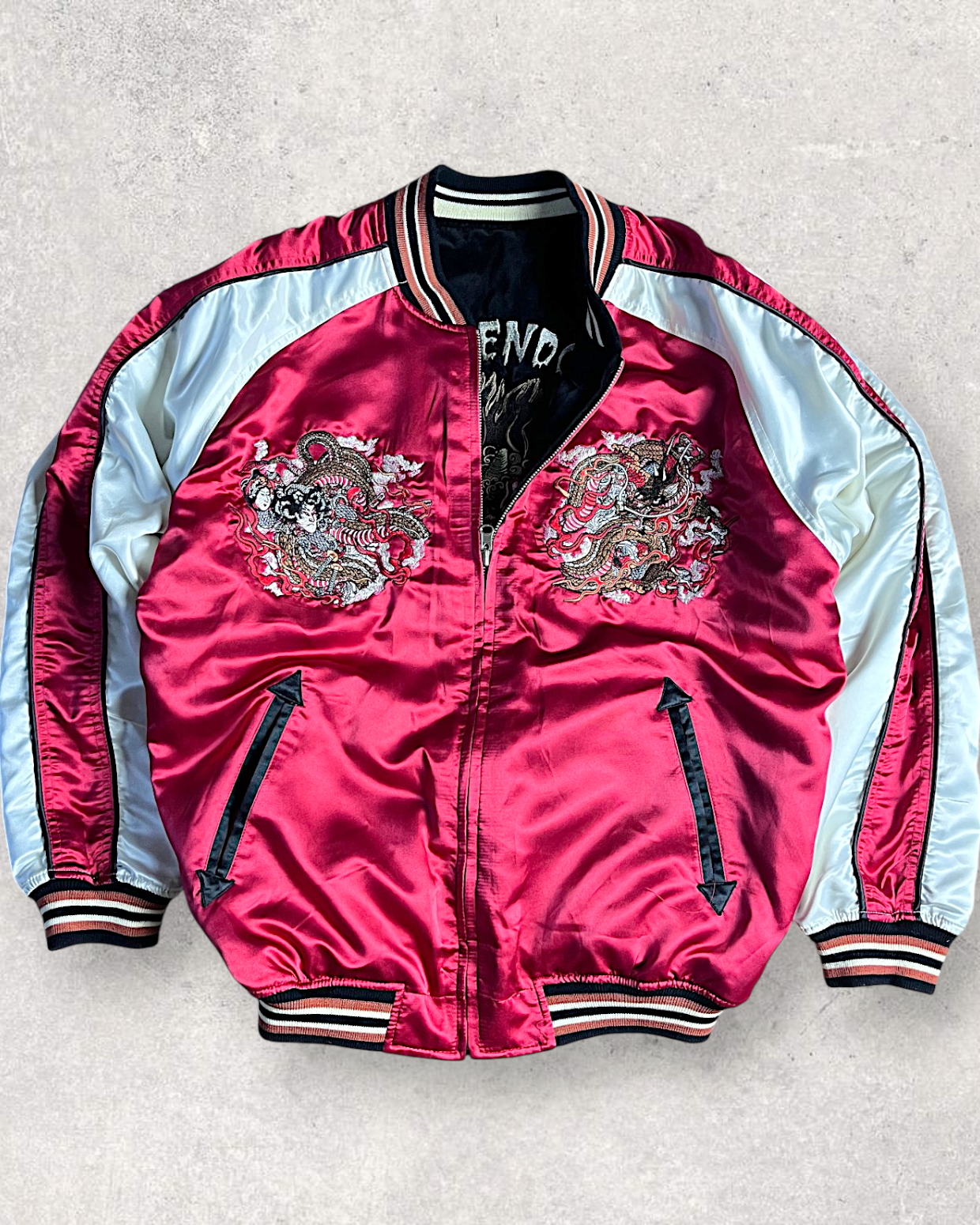 [44] Rare Reversible Velour Sukajan – SHUTENDOJI “King of Ogre” & RYUUTARO Dragon Tattoo Jacket
