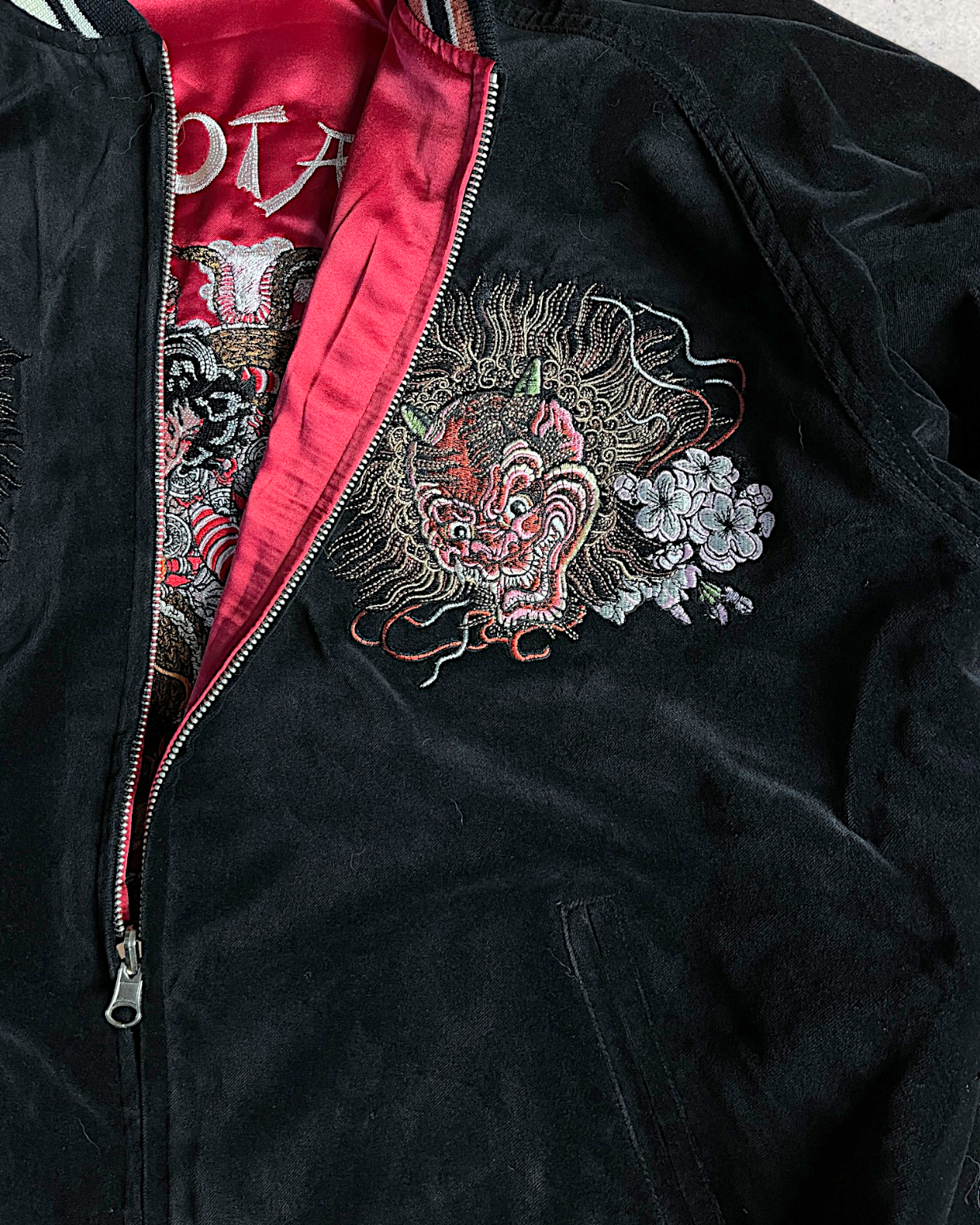 [44] Rare Reversible Velour Sukajan – SHUTENDOJI “King of Ogre” & RYUUTARO Dragon Tattoo Jacket