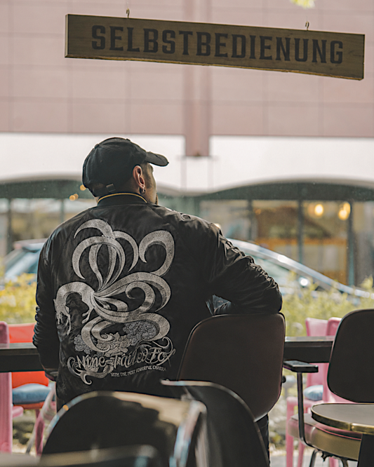 [L] Bomber jacket [NARUTO NINE TAIL FOX x Wind of God and Thunder of God]  Vintage / Reversable
