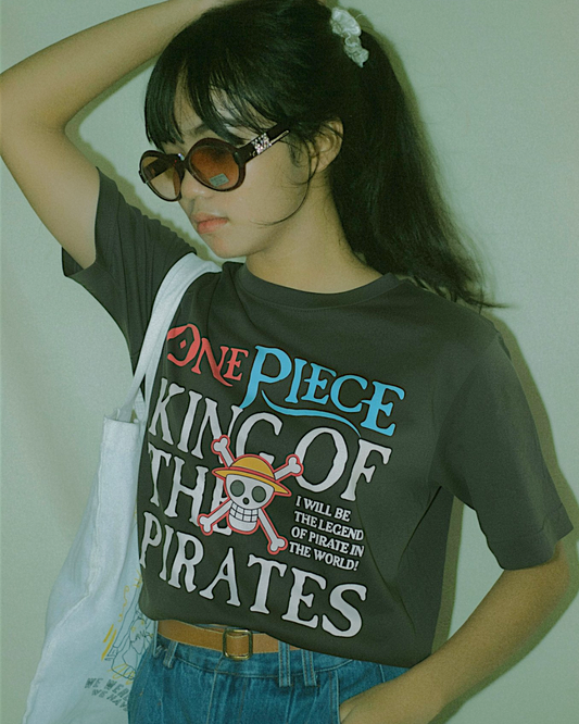 Vintage ONE PIECE T-Shirt | King of Pirates Graphic | Black | Free Size