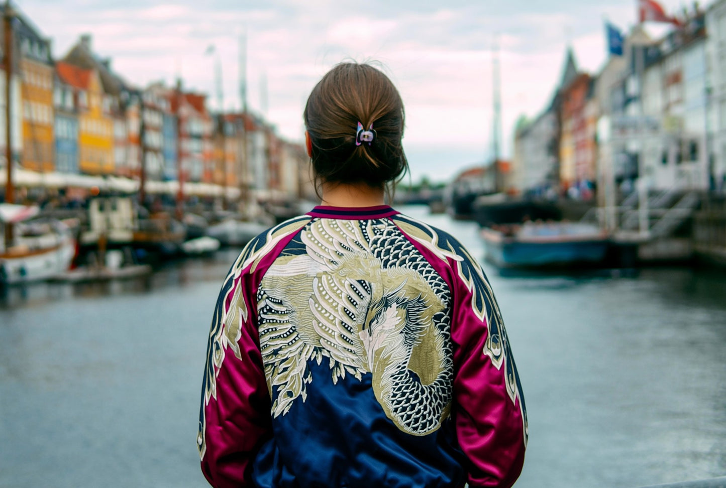 【XXL】Vintage Reversible Sukajan Jacket – Phoenix & Peacock-Inspired Embroidery Souvenir Jacket