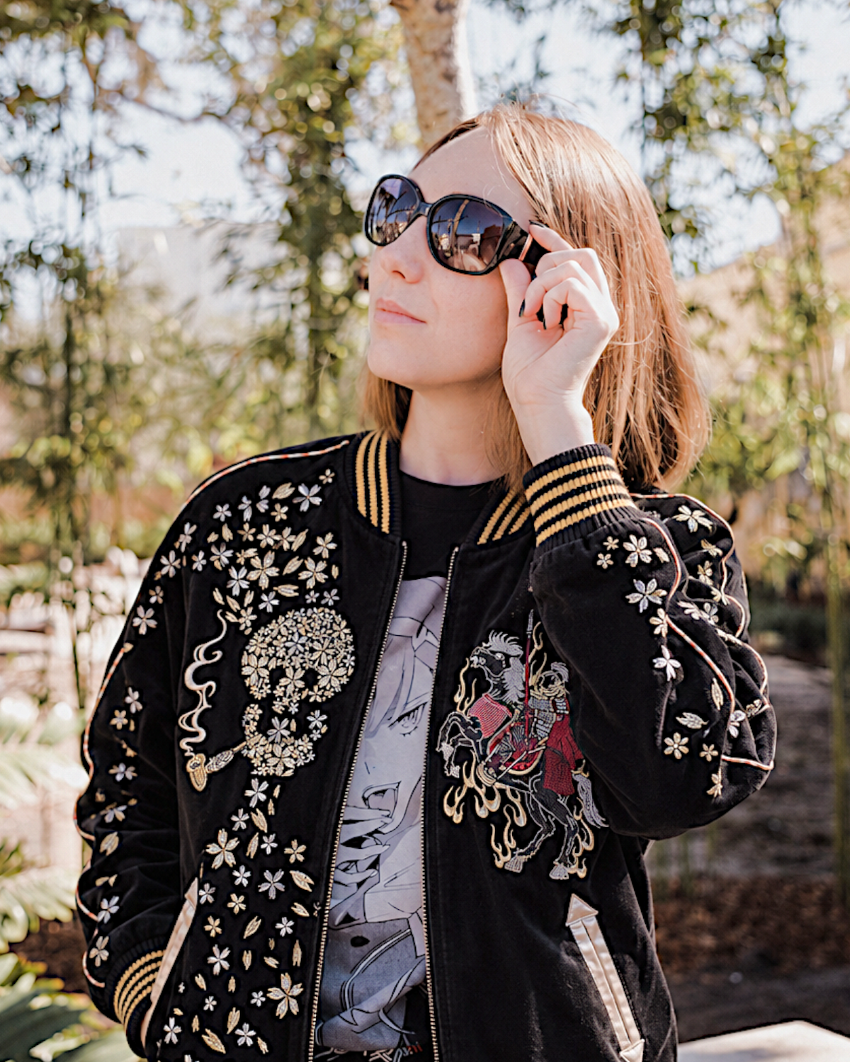 [L] Vintage Reversible Sukajan Jacket – Twin Tigers & Samurai Embroidery