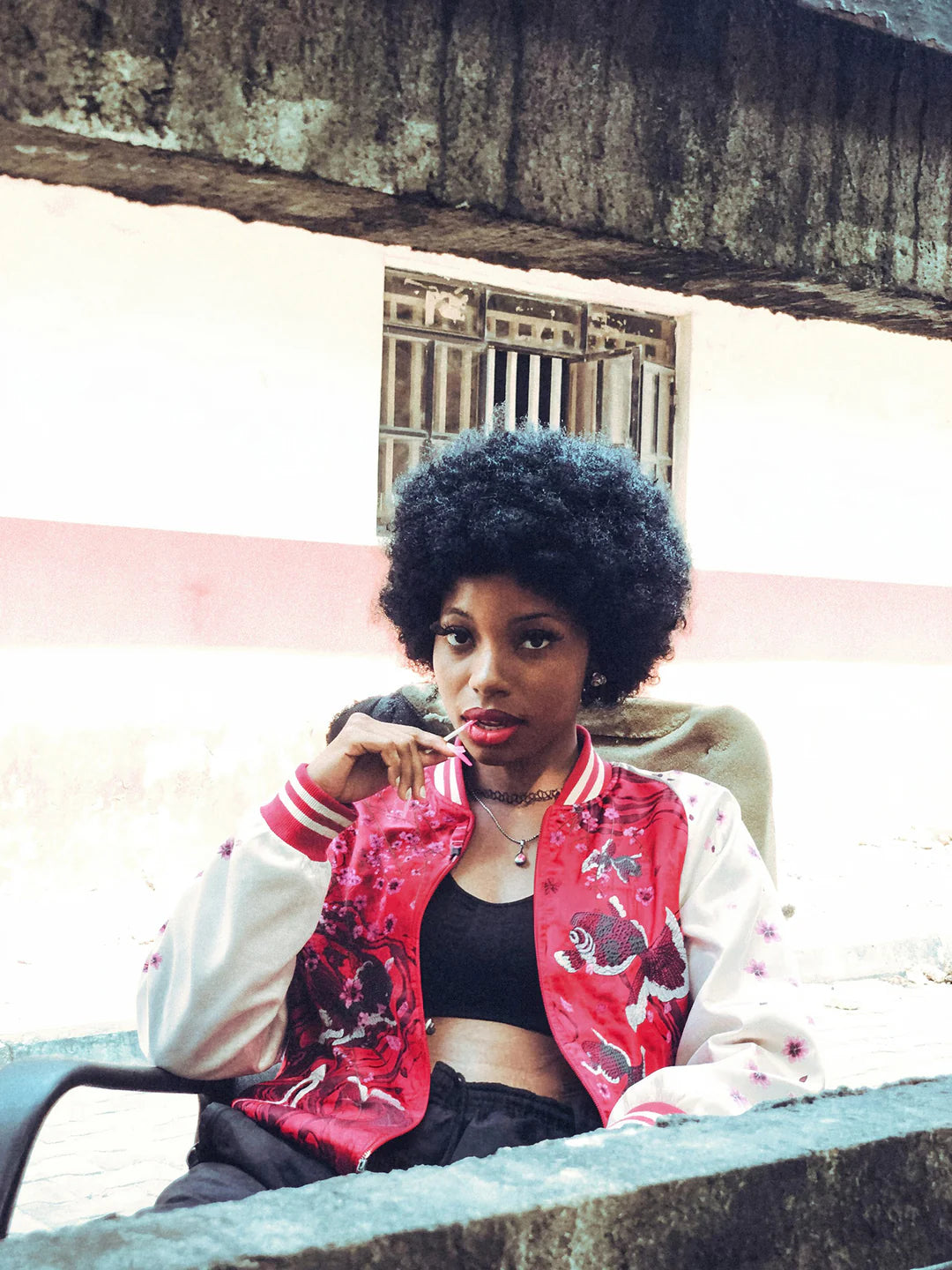 【L】Brand New Reversible Sukajan Jacket – Koi Sakura / Dragon Skull – Red Japanese Bomber
