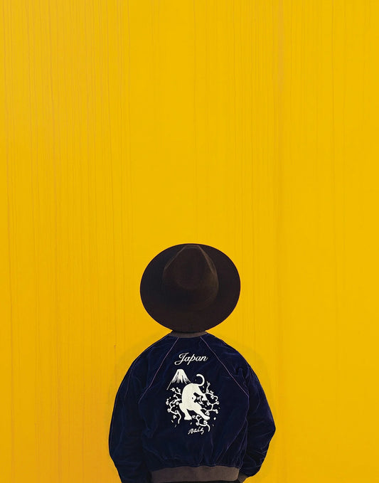 [L] Reversible Blue Velour Sukajan by VANQUISH – Mt. Fuji & Puma Embroidery | Unisex Vintage Jacket
