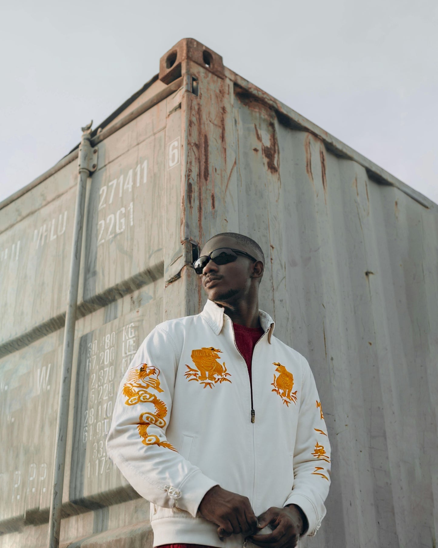 [M]【Rare Vintage】White Tiger & Dragon Embroidered Sukajan - One of a Kind Japanese Style Jacket