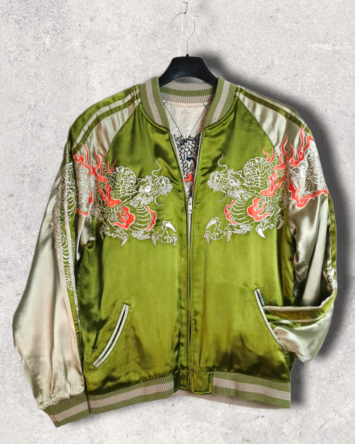 [GREEN DRAGON]   Bomber jacket Vintage / Reversable