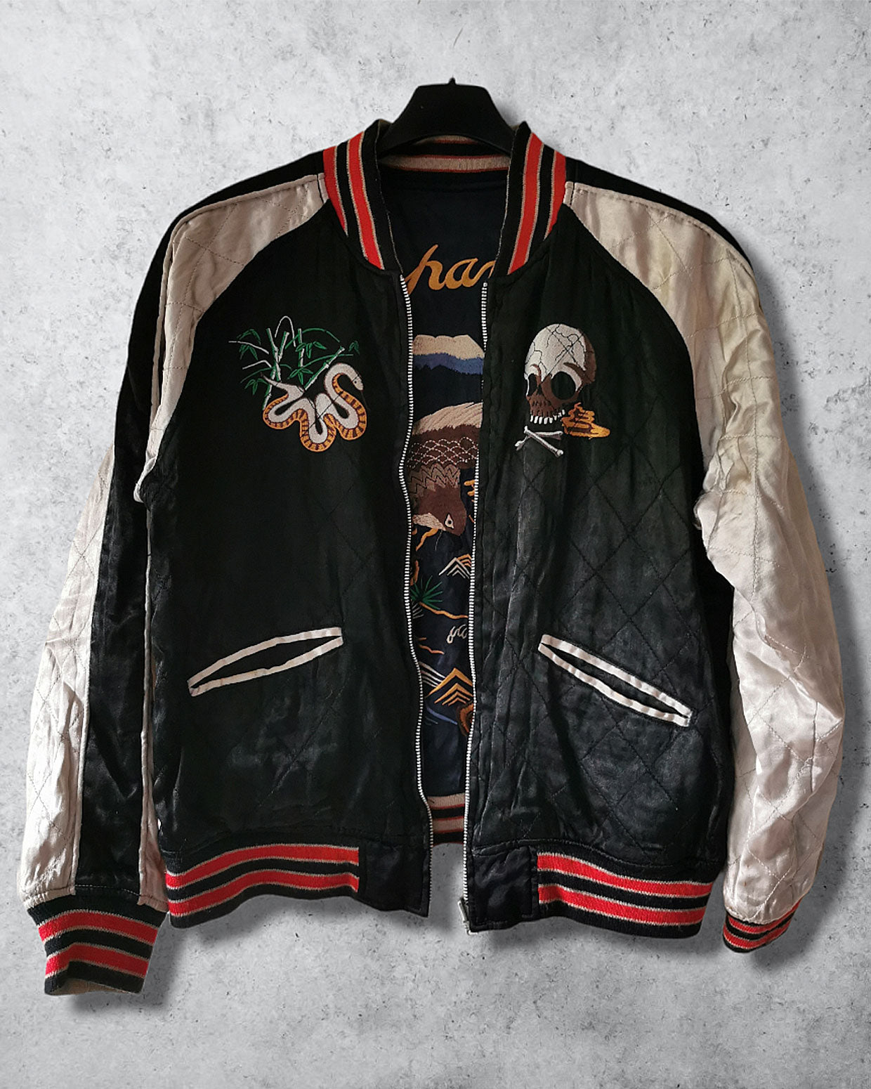 [SKULL SNAKE AND TAKA]  Bomber jacket Vintage / Reversable