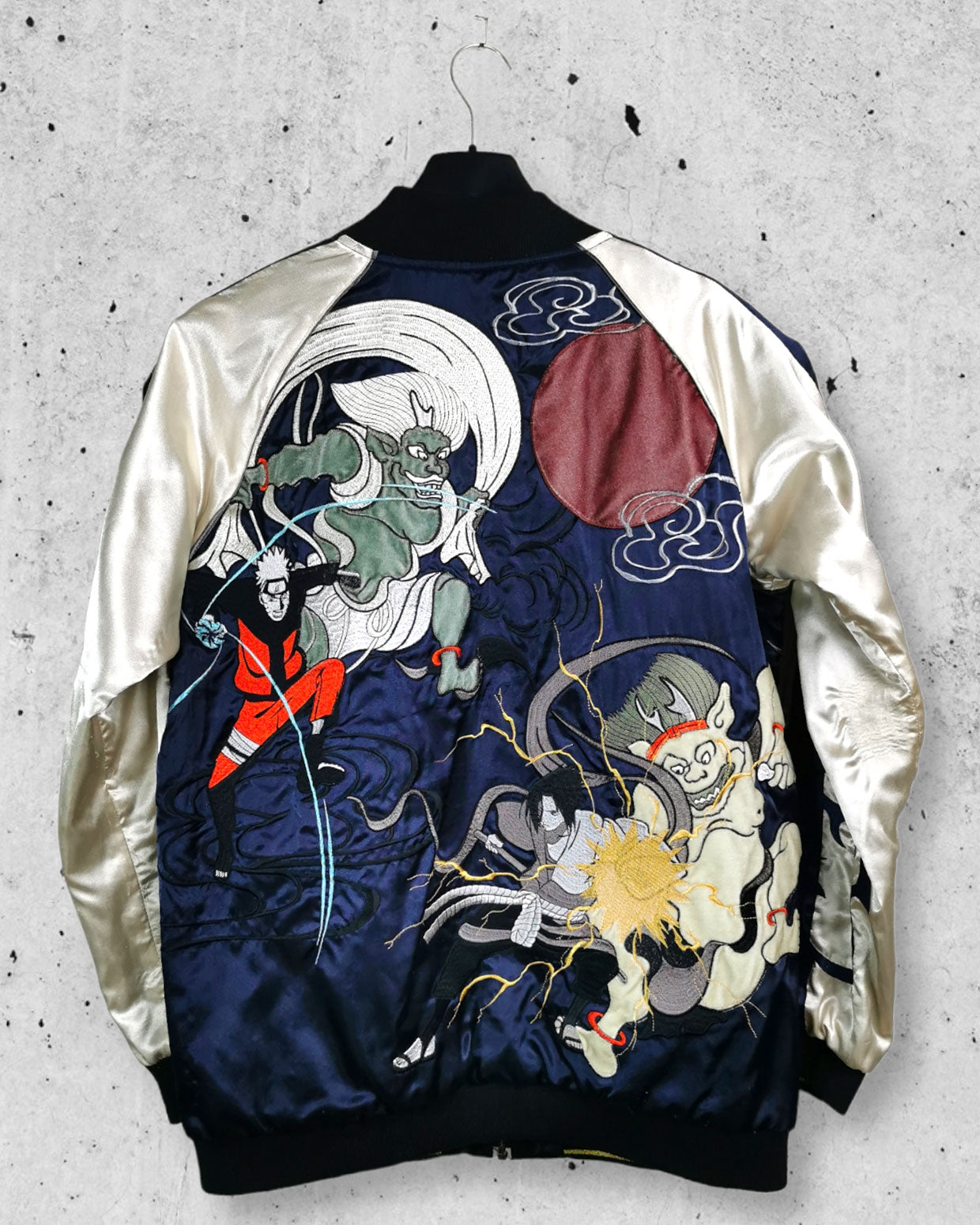 Bomber jacket [NARUTO NINE TAIL FOX x Wind of God and Thunder of God]  Vintage / Reversable