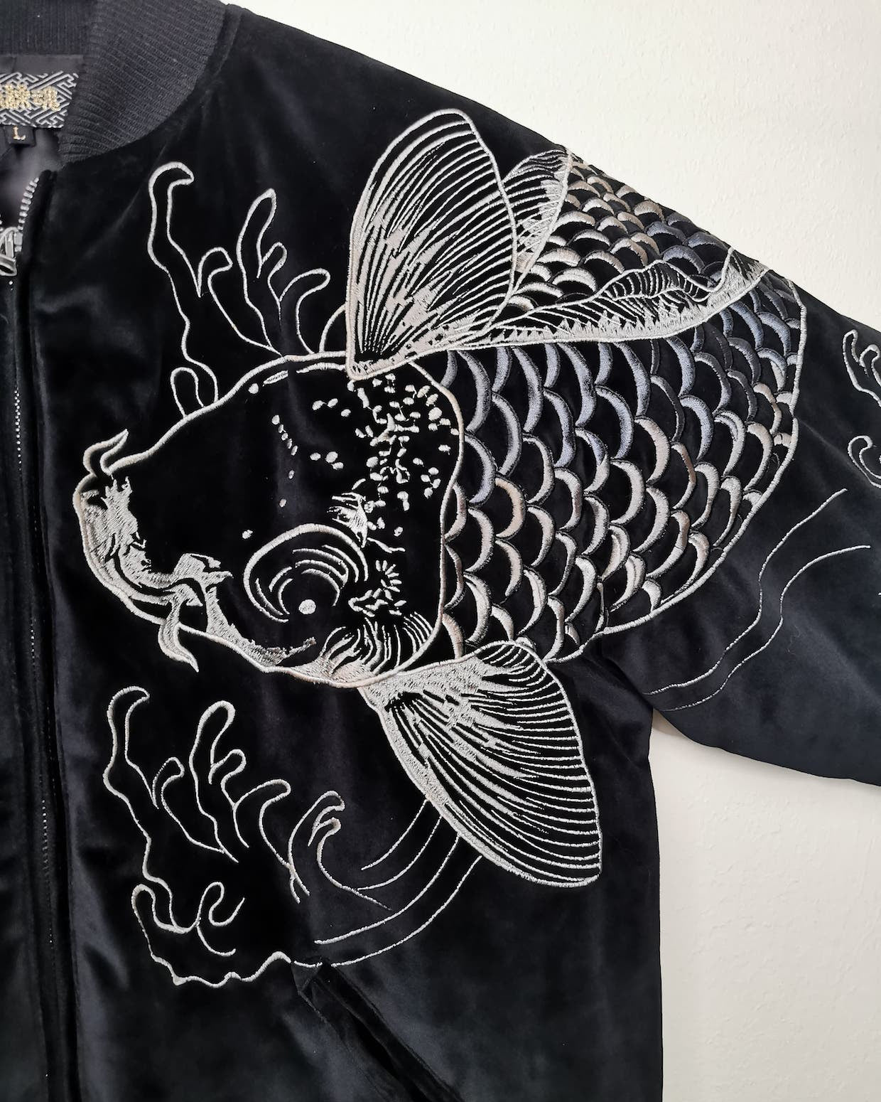 Bomber Jacket Dragon and Koi  Premium Vintage / Single XL L