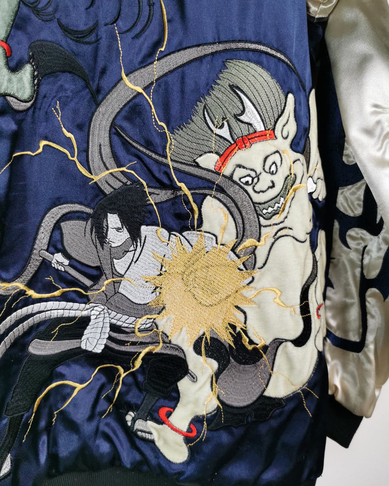 Bomber jacket [NARUTO NINE TAIL FOX x Wind of God and Thunder of God]  Vintage / Reversable