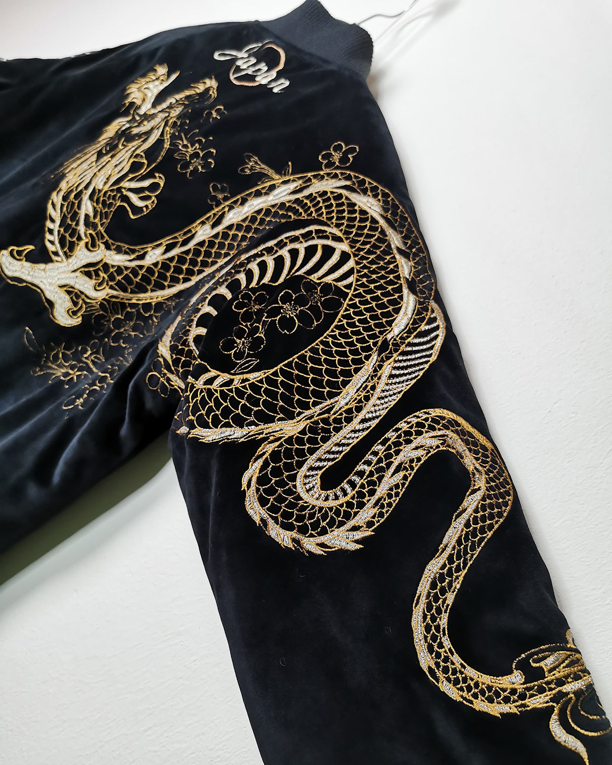 Bomber Jacket Dragon and Koi  Premium Vintage / Single XL L