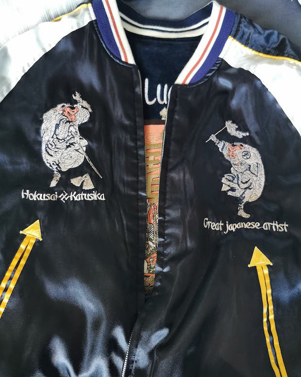 The Seven Lucky Gods] Bomber jacket Vintage/Reversable